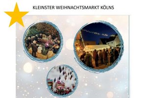Plakat mit Bildern vom kleinsten Weihnachtsmarkt Kölns
