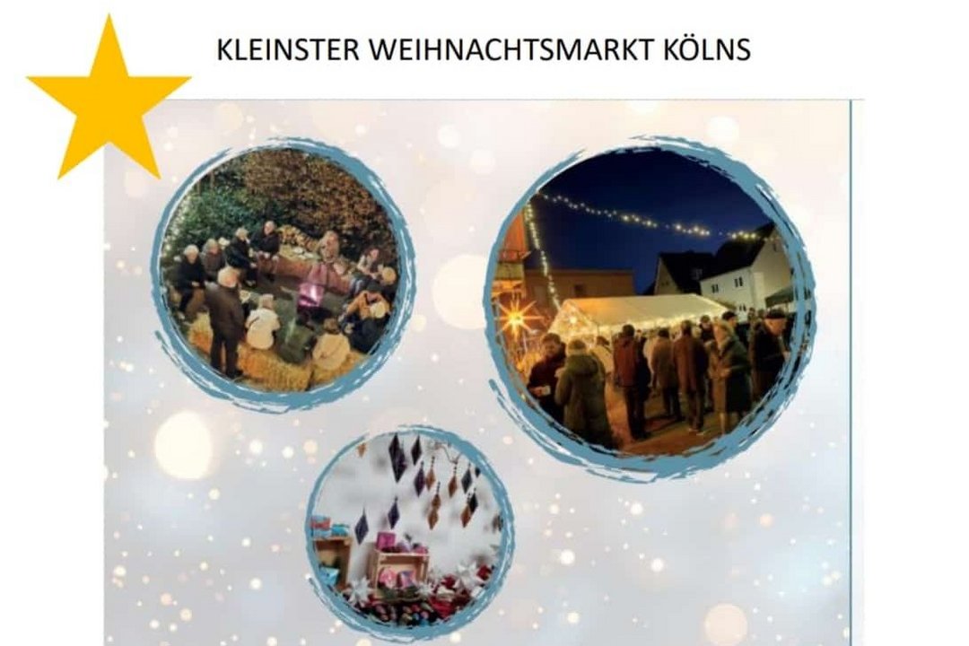 Plakat mit Bildern vom kleinsten Weihnachtsmarkt Kölns