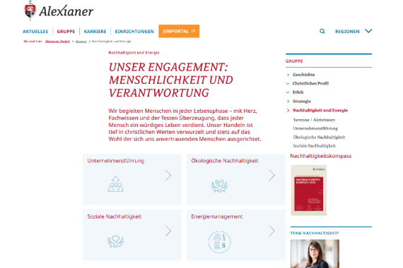 Neuer Website-Bereich Nachhaltigkeit & Energie